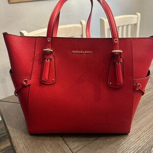 Michael Kors Red Leather Tote Bag